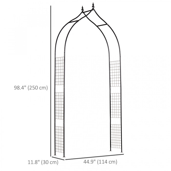 Outsunny Arche De Jardin En Metal 8pi Pour Plantes Grimpantes, Noir