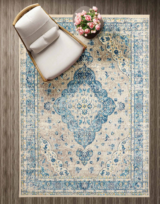 Tapis Traditionnel Daria 5'0\" x 8'0\" en Bleu