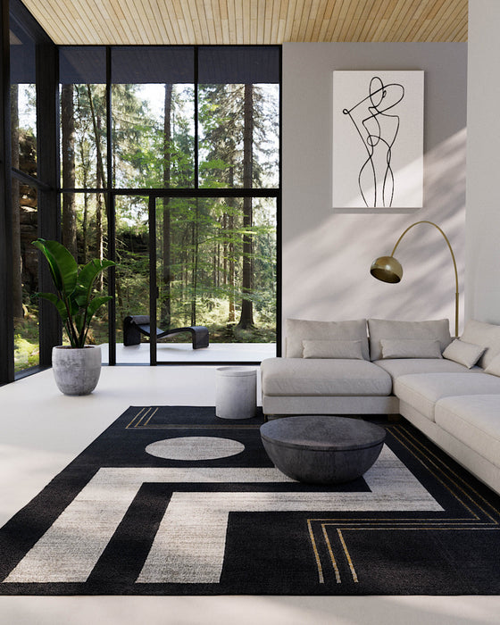 Tapis Contemporain Erisa 5'1\" x 7'7\" en Gris