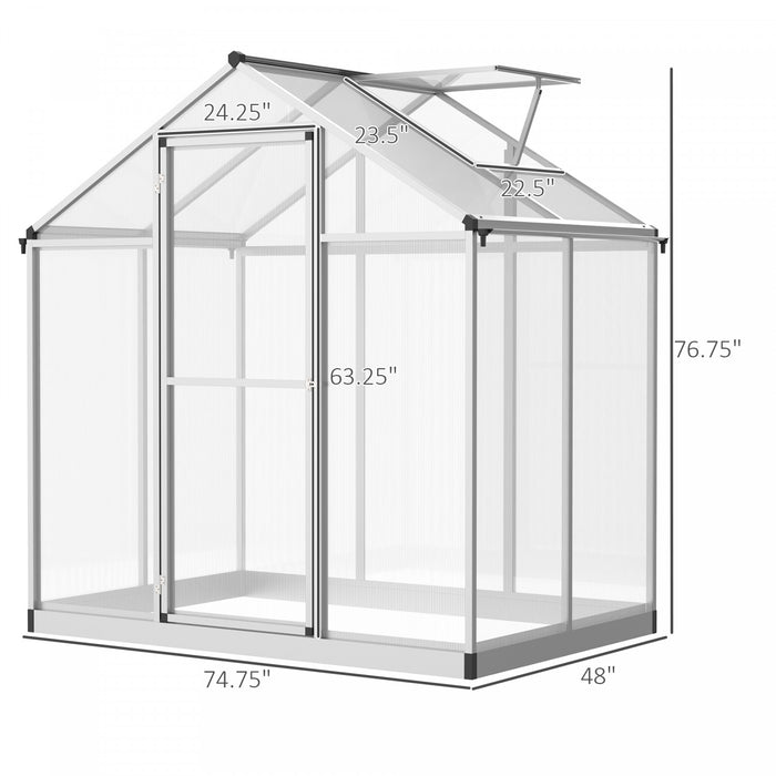 Outsunny 4'x6,2'x6,4' Walk-in Serre De Jardin Panneaux De Polycarbonate Plantes Croissance Des Fleurs Hangar Cadre Froid Exterieur Portable Maison Chaude Aluminium Cadre