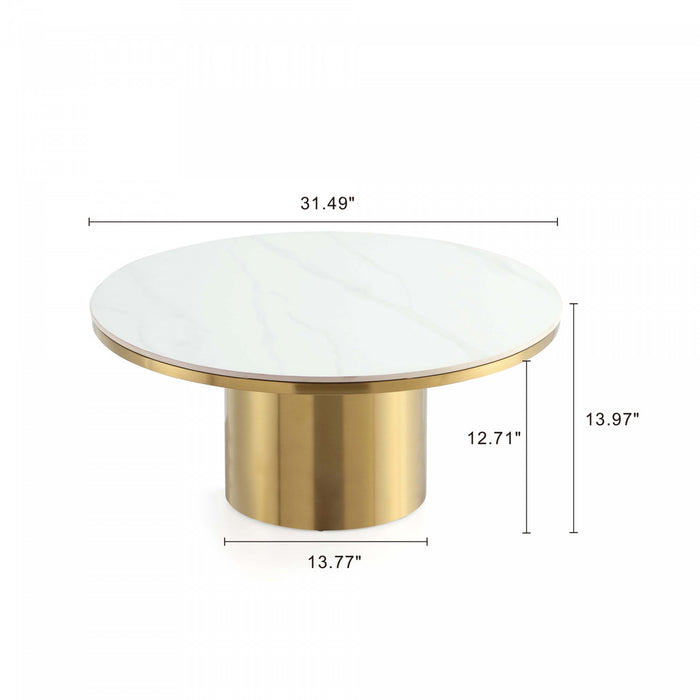 Ensemble moderne et glamour Glenn de 2 tables : table basse et table d’appoint, finition or