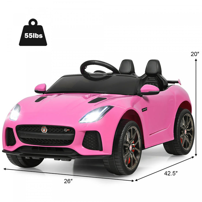 Voiture Electrique 12 V Costway, Voiture Suv Pour Enfants Sous Licence Jaguar Type F Pour Enfants, Avec Interfaces Usb, Tf Et Mp3, Avec Lumieres, Telecommande, Chargeur, Rose