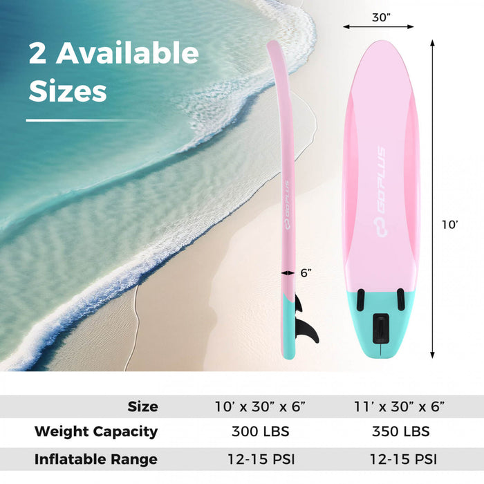 Petite Planche Gonflable De Sup Goplus, Planche De Pagaie Portable Avec Des Anneaux 5d