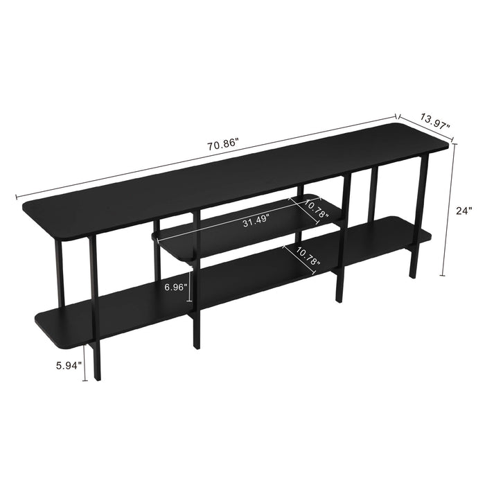 Console moderne contemporaine Celine 71\" en noir (3 etageres)