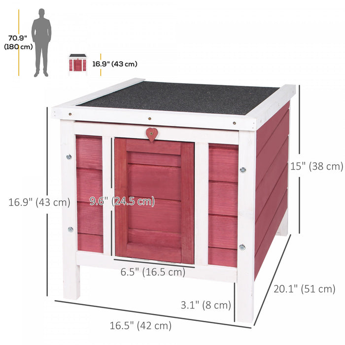 Pawhut Petit Clapier Pour Lapin Maison Pour Cochon D'inde Cage Pour Chien En Bois Avec Toit Ouvrant Et Impermeable, Rouge