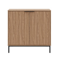  Armoire décorative de rangement mince Nordika à 2 portes - noyer clair