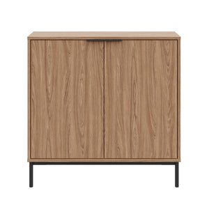 Armoire décorative de rangement mince Nordika à 2 portes - noyer clair