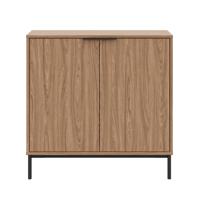 Armoire décorative de rangement mince Nordika à 2 portes - noyer clair