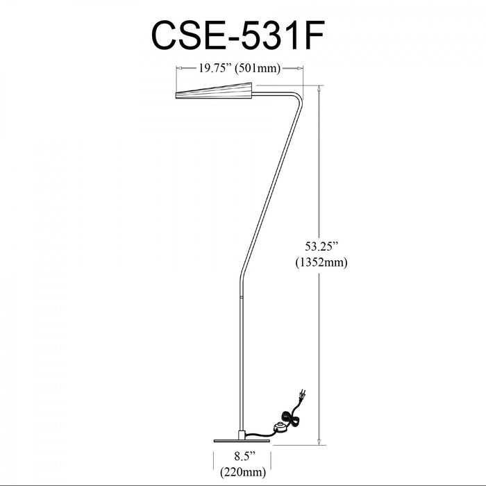 Lampe à pied Cassie de Dainolite avec fini laiton vieilli et noir mat et 1 ampoule incandescente
