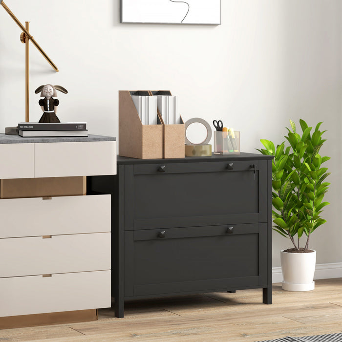 HOMCOM Classeur a 2 tiroirs avec serrure et barre de suspension reglable