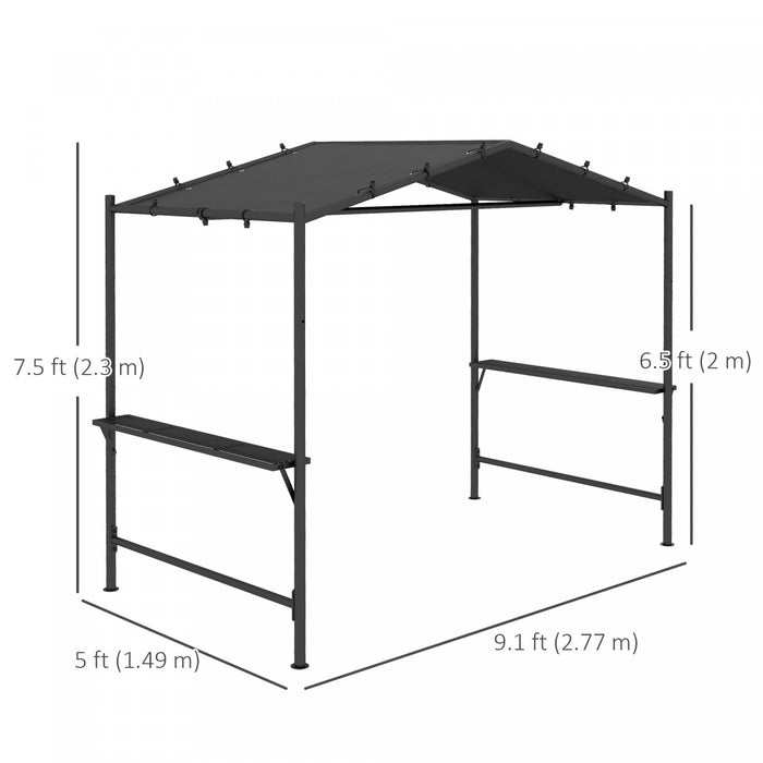 Outsunny Tente Gazebo Pour Bbq, Auvent De Jardin Pour Grillades Gris Fonce