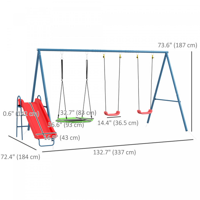 Outsunny Ensemble de Balancoire Metallique pour Jardin, Design 4 en 1, Supporte Jusqu'a 160 kg