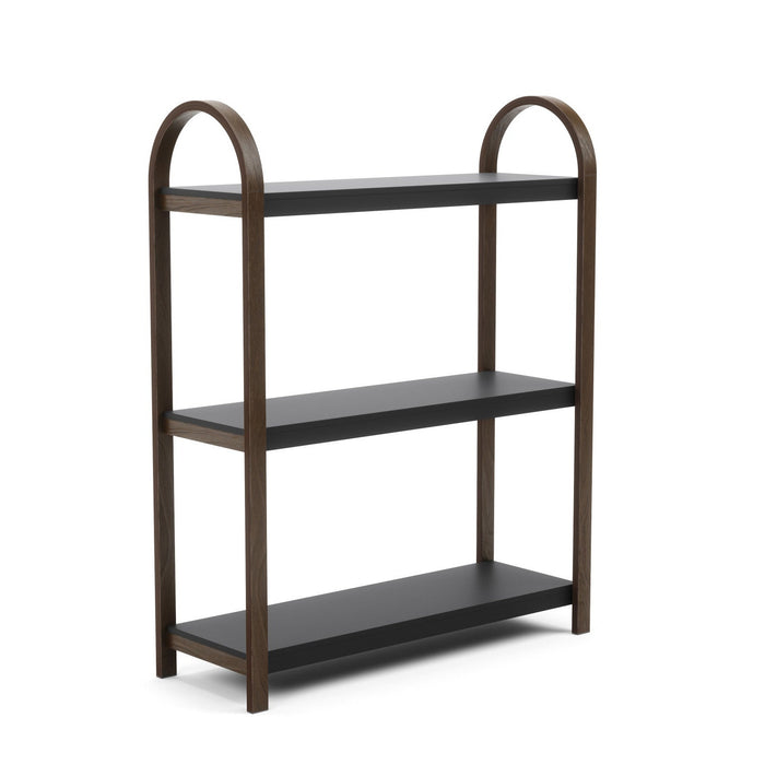 Bibliothèque moderne Bellwood de Umbra à 3 tablettes - noire et noyer