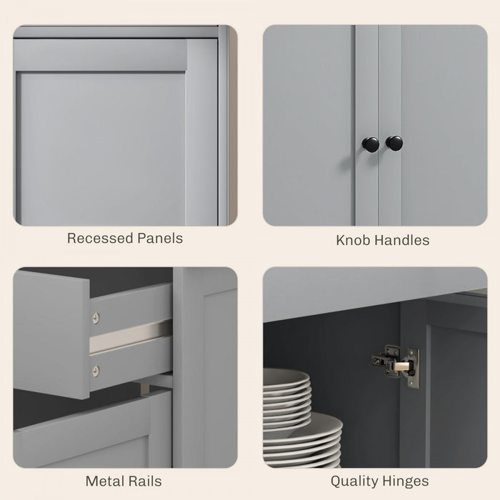 HOMCOM Buffet avec tiroirs de rangement et etageres reglables, gris