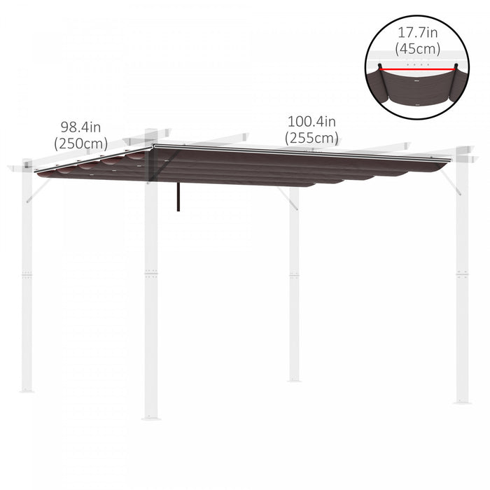 Outsunny Auvent De Pergola De Remplacement Retractable Pour Pergola De 9.8' X 9.8', Remplacement De La Couverture De Pergola, Cafe