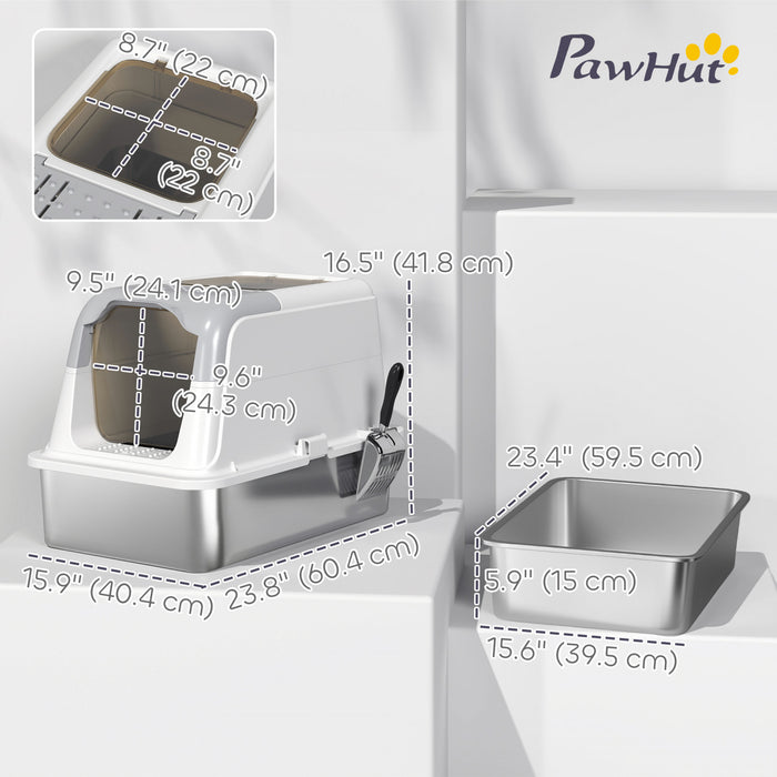 Extra Large Stainless Steel Litter Box With Scoop