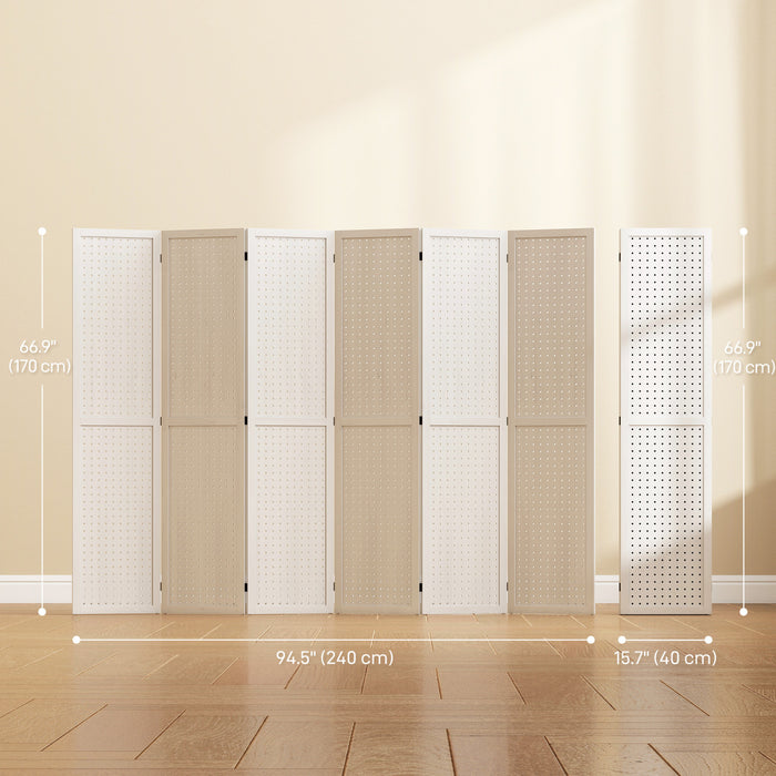 HOMCOM Paravent Pliable a 6 Panneaux pour Interieur, Ecran de Confidentialite et Decoration de Maison