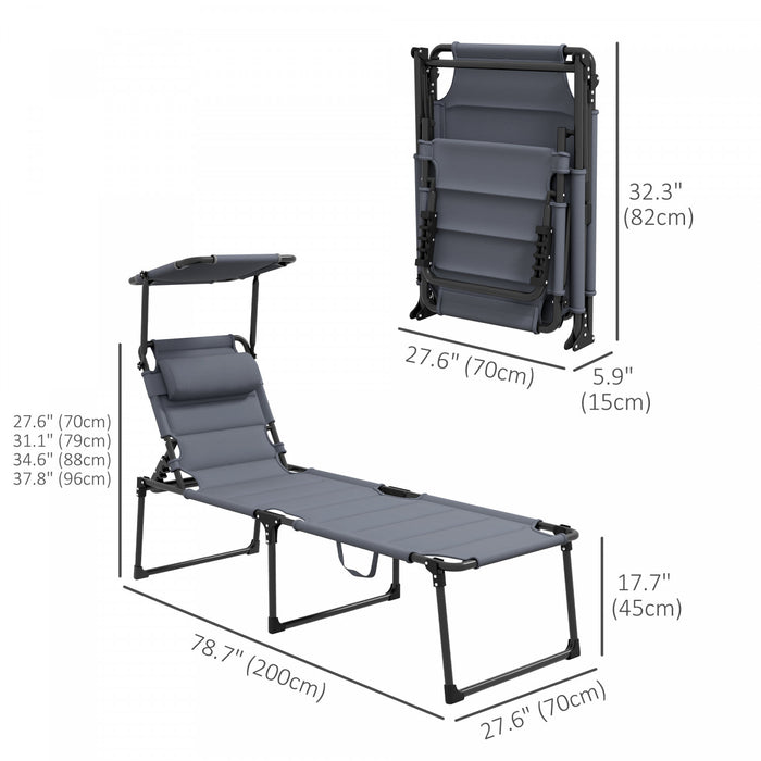 Outsunny Chaise Longue Pliante En 2 Parties, Gris