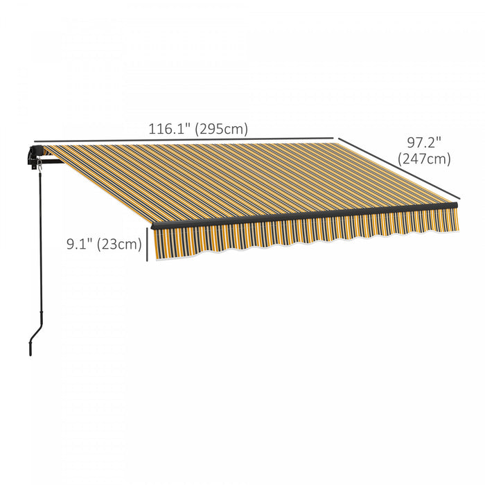 Outsunny 10' X 8' Auvent Retractable, Abri Pare-soleil, Jaune