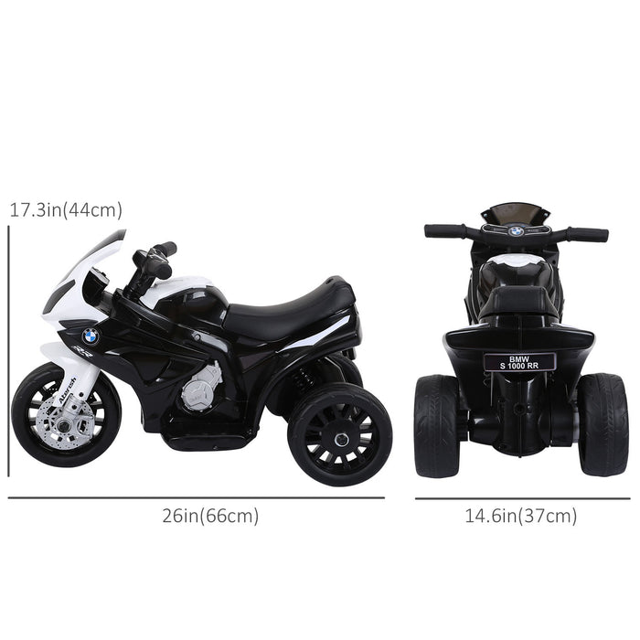 Aosom 6v Moto Pour Enfants Sous Licence Bmw, Moto Pour Tout-petits, Avec Phare, Musique, Moto Electrique A 3 Roues Pour Enfants, Cadeau Pour Garcons Et Filles (noir)