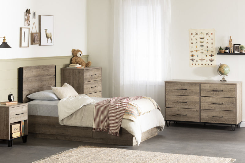  Commode verticale Arlen à 4 tiroirs - chêne vieilli