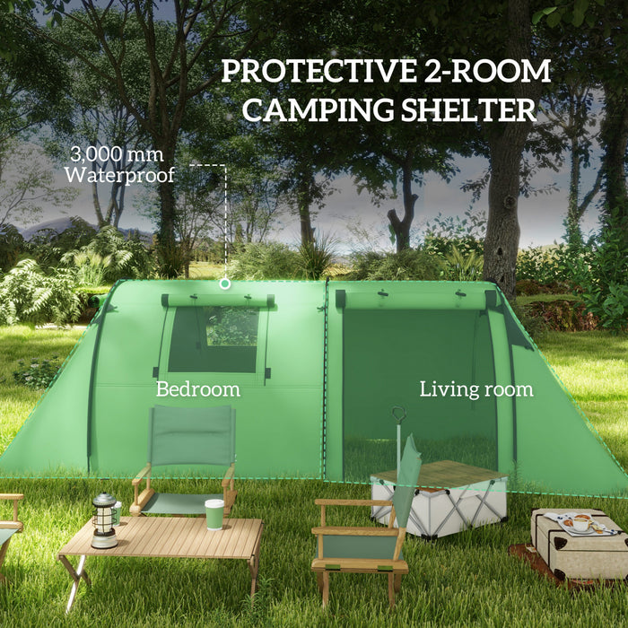 Outsunny Tente de camping 3-4 personnes avec 2 chambres, tente etanche