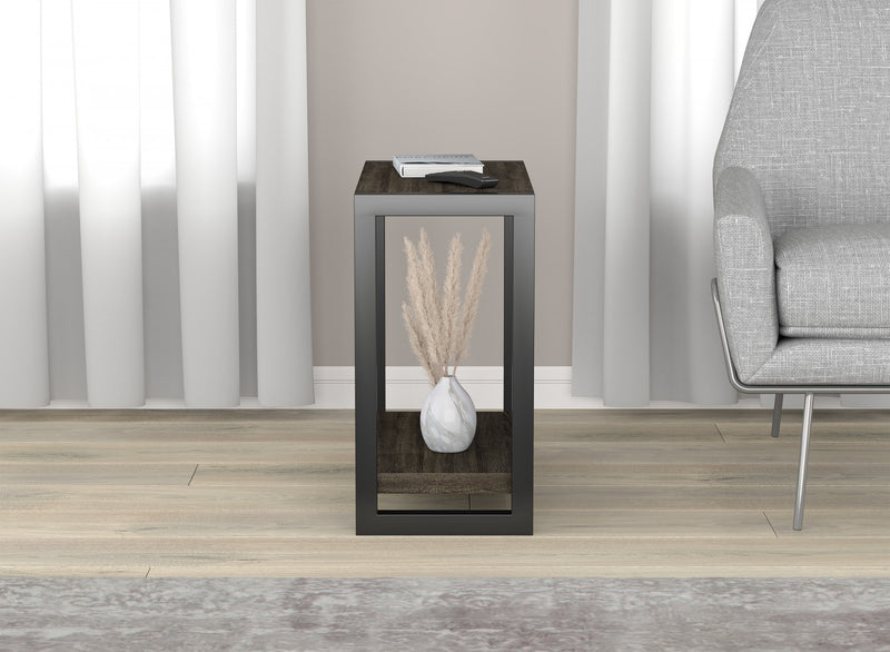 Table d’appoint étroite classique de 23 po avec tablette de rangement - gris foncé