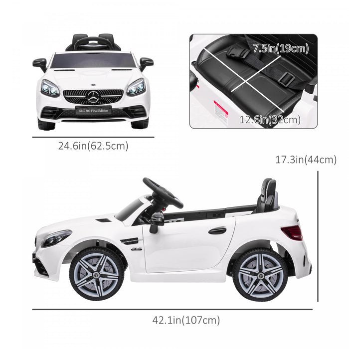 Aosom Voiture Electrique Pour Enfants 12 V Avec Telecommande Parentale, Voiture Jouet A Piles Avec Deux Moteurs, 2 Vitesses, Musique, Lumieres Led, Usb Et Roues De Suspension Pour 3 A 6 Ans, Blanc