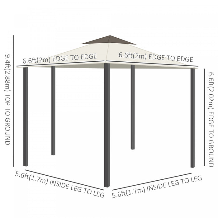 Outsunny 13x13ft Tonnelle Hexagonale Metal Gazebo Pavillon De Jardin Chapiteau Exterieur Tente De Fete De Mariage Abri Avec Panneaux De Paroi Laterale