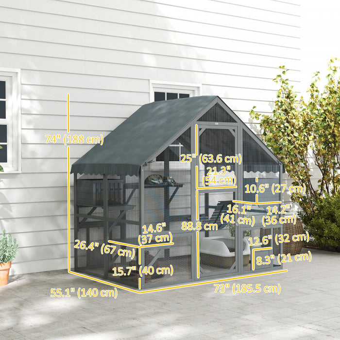 Catio Enclos Exterieur Pour 2 A 4 Chatons, Gris