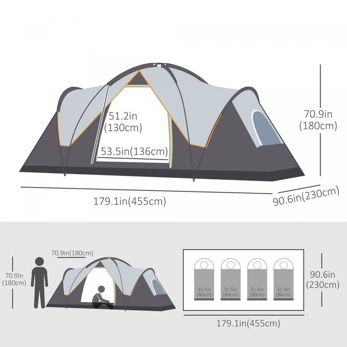 Outsunny Tente De Camping Exterieure 5-6 Personnes, Blanc Creme Et Noir