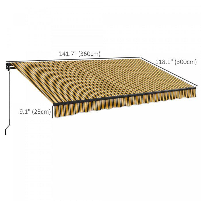 Outsunny 12' X 10' Auvent Retractable, Abri Pare-soleil, Jaune