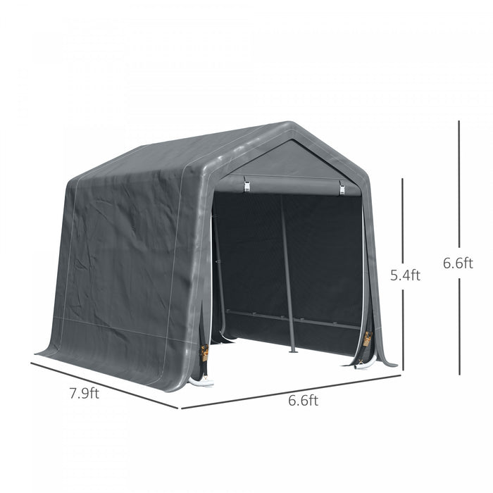 Outsunny Tente De Rangement De Jardin 7,9'x6,6', Abri De Velo Robuste, Gris