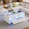 Emily Coffee Table with LED Lights and Open Storage,White | Emily table basse avec eclairage LED et rangement ouvert, blanc
