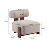 Luma Modern Boucle Lounge Chair with Rolled Backrest and Solid Wood Frame, Brown, Walnut | Luma Fauteuil de Salon Moderne en Bouclette a Dossier Enroule et Cadre en Bois Massif, Brun, Noyer