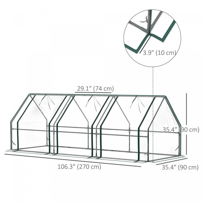 Outsunny Serre Tunnel Portable 9' X 3' X 3' Avec Portes A Fermeture Eclair