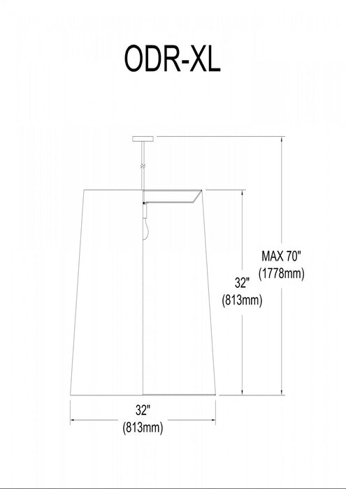 Très grand luminaire suspendu de Dainolite avec très grand abat-jour cylindrique effilé blanc et doré, et 1 ampoule