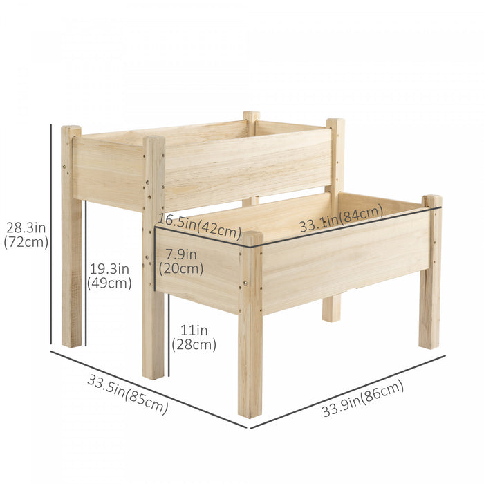 Outsunny Jardinieres Sur Pieds Carres Potagers 2 Etages Insert D'irrigation Inclus Bois Massif De Sapin Bois Naturel