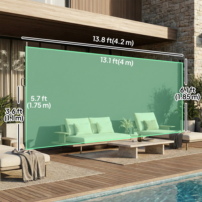 Auvent lateral retractable Outsunny, 420 x 185 cm, ecran d'intimite exterieur, gris