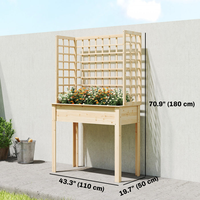 Outsunny Jardiniere surelevee en bois avec 3 treillis