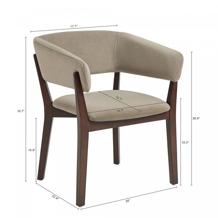 Fauteuil Blake moderne en faux mohair avec accoudoirs en bois, lin – Lot de 2