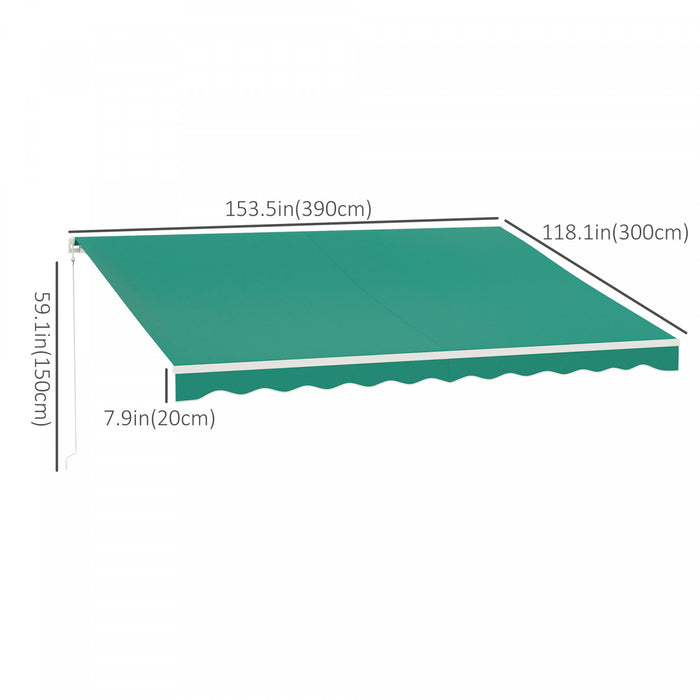 Outsunny Auvent Retractable Electrique 10' X 13' Avec Telecommande, Vert