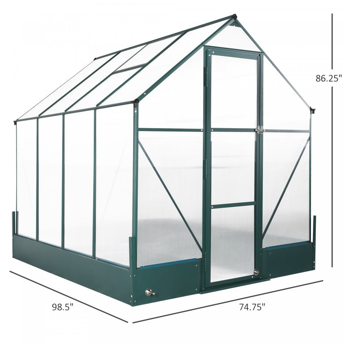Outsunny 8.2' X 6.2' Jardin De Plantes D'exterieur A Effet De Serre, Fenetre A Temperature Controlee, Avec Fondation
