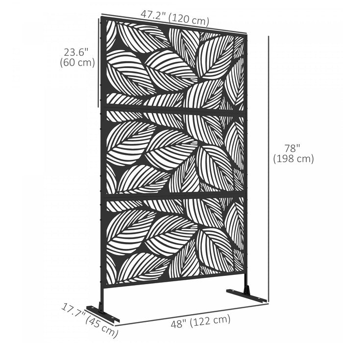 Outsunny Metal Privacy Screen W/ Vis D’expansion Diviseur, Feuille
