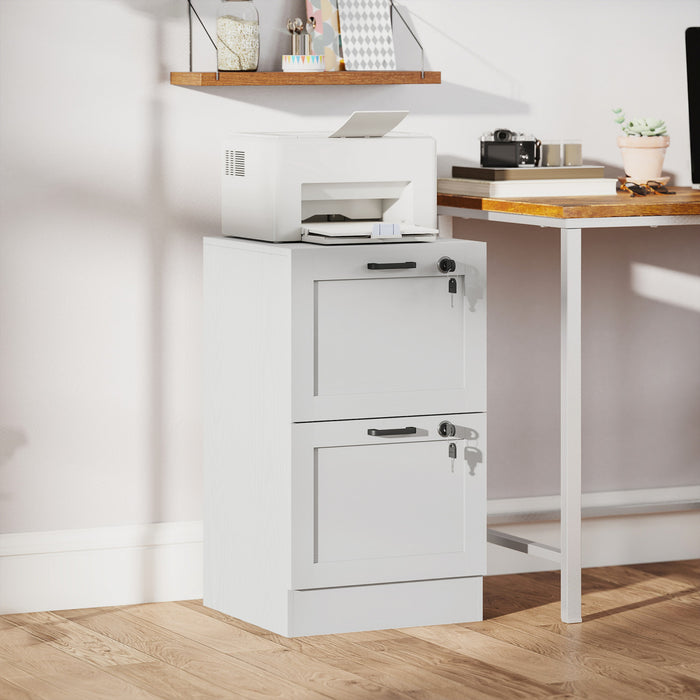 HOMCOM Classeur de bureau a 2 tiroirs, classeur vertical, blanc