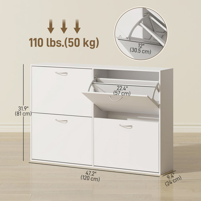 HOMCOM Rangement Chaussures a Rabattement, Ratelier Bois pour Entree