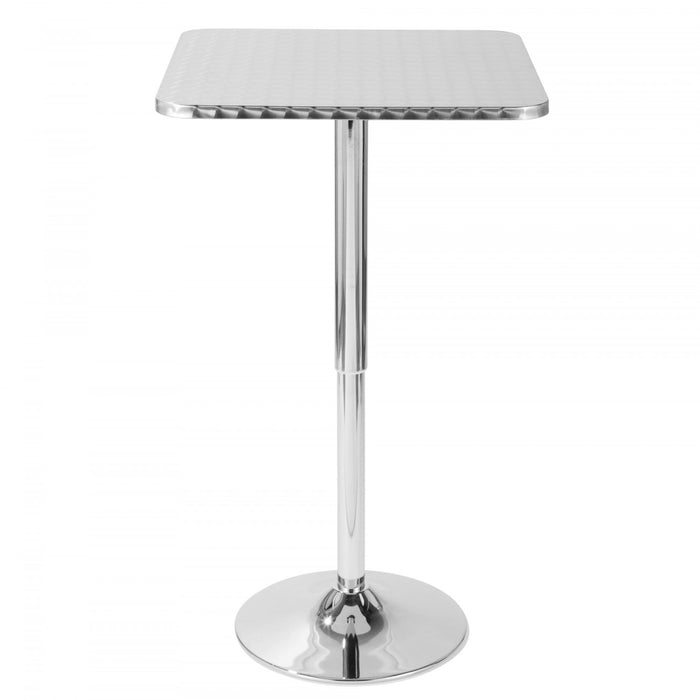 Table Bistro carrée réglable et contemporaine pour bar ou salle à manger - argentée