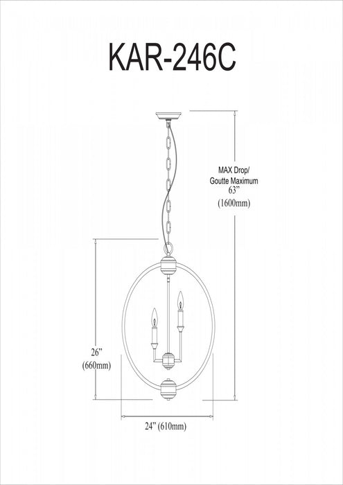 Lustre Karland de Dainolite de 24 po de diamètre avec bande cloutée de cristaux, fini chromé poli et 6 ampoules
