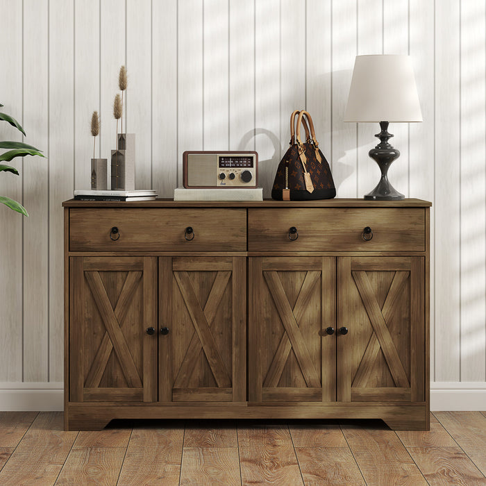 HOMCOM Buffet, armoire bar a cafe, etagere reglable, marron clair
