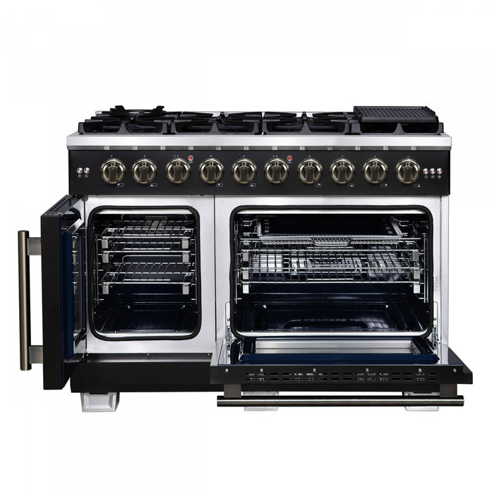 Cuisiniere a gaz noire Capriasca 48 pouces, 6,58 pi³ – FFSGS6460-48BLK